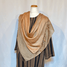 柿渋染めシルク綿ショート&ワイドストール　K25130