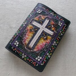 文庫サイズブックカバー 刻印、拭き染め 牛革