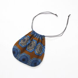 アフリカ布の巾着袋（ ハニカム ）インナーバッグ / 小物入れ / コップ袋 / 内袋