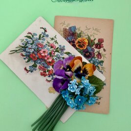 パンジーと勿忘草のコサージュ