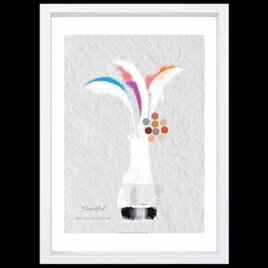 白い花瓶　花　送料無料 　イイネたのしいポスター　イラスト　ポスター　アートポスター　アート/sei検索新着順　4024