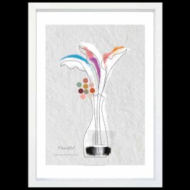 白い花瓶　花　送料無料 　イイネたのしいポスター　イラスト　ポスター　アートポスター　アート/sei検索新着順　4024