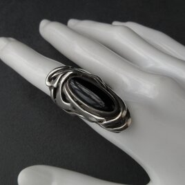 オニキスの燻し銀リング