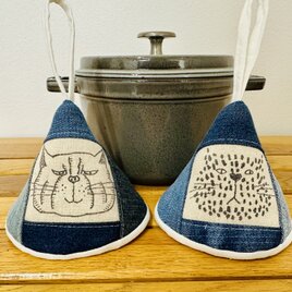 三角鍋つかみstaub　ストウブ　ホーロー　鍋つかみ　ミトン