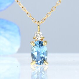 K18 サンタマリア アクアマリン ダイヤ ペンダントCJ098CIBSN