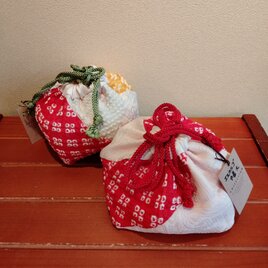 着物　絞りパッチワーク巾着（エスカルゴ大）