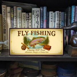 【オーダー無料】フライフッシング レインボートラウト 虹鱒 渓流釣り レトロ ミニチュア ランプ 看板 置物 雑貨 ライトBOX