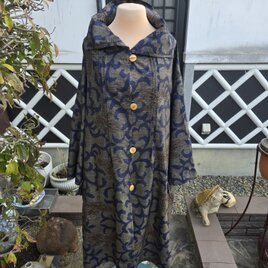着物リメイク　手作り　大島紬　前開き　コート