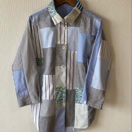 ワイシャツ地利用✳︎Pシャツブラウス（衿つき）