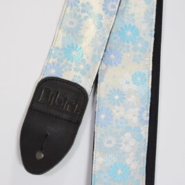菊吹雪　帆布ギターストラップ（白）京都金襴
