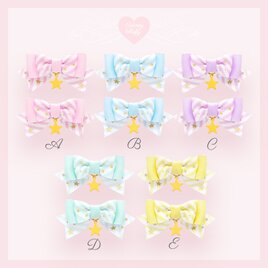 ヘアクリップ　リボン　星　スター　夢かわいい　魔法少女　量産型　地雷　推し色　卒業式　卒園式　結婚式　キッズ　子供