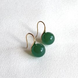 ※ABERTINO※ グリーン オニキス AAA一粒 ゴールドフック ピアス