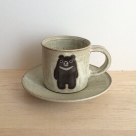 カップ＆ソーサー（ツキノワグマ・白マット筒）