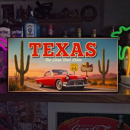 【オーダー無料】ルート66 テキサス アメ車 ドライブ カウボーイ レトロ 店舗 自宅 照明 看板 置物 雑貨 ライトBOX