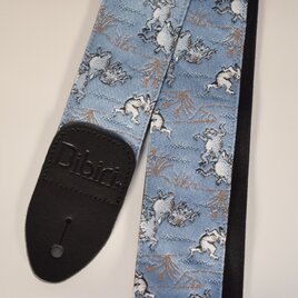 鳥獣戯画　帆布ギターストラップ（サックス）京都金襴