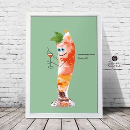 カクテルはカクテルが好き　送料無料 　イイネたのしいポスター　イラスト　アートポスター　アート/sei検索新着順　525
