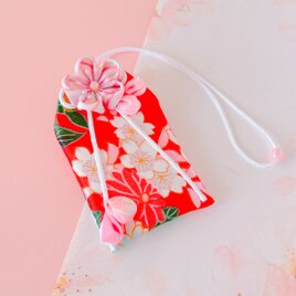 桜の希望｜桜のお守り袋（手縫い・つまみ細工・縁起物／元巫女が仕立てる）