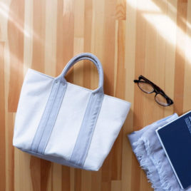 やわらか帆布トート〈Breeze〉M / 生成り×グレー