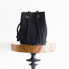 1点限定！フランス製　上質リバーレース　ポシェット2Wayマリンバッグ　ブラック　フォーマルコーデにも◎