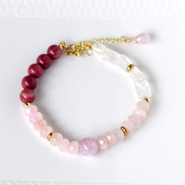 Morganite × Kunzite Bracelet 14kgf(モルガナイトxクンツァイトxムーンストーン）