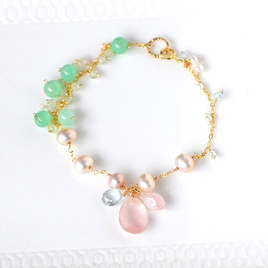 Rose Quartz × × Chrysoprase Bracelet 14kgf(ローズクォーツxクレソプレーズ）