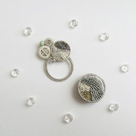 en ー縁ー ／２個セット／ブローチ／シルバーグレー系b011set