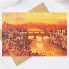 （87）はちみつ色の夕陽の街の風景　ポストカード　3枚セット