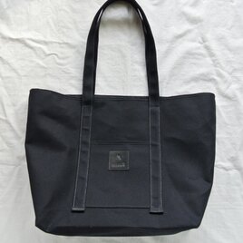 うさぎスカル、ブラック帆布のトート。