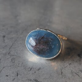 ヘマタイトインアクアマリンシルバーリング#12.5