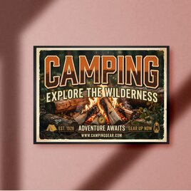 【額付※オーダー無料】 【額付】キャンプ 焚火 アウトドア テント ウォールアート インテリア 雑貨 A4アートポスター