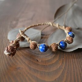 日本の麻&ﾗﾋﾟｽﾗｽﾞﾘ&菩提樹のﾌﾞﾚｽﾚｯﾄ