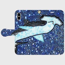 ハンマーヘッドシャーク・ギャラルドの帯あり手帳型iPhoneケース｜深海モチーフスマホケース