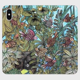 金魚スマホケース｜アウミル・ミルソラ・リュミールの帯なし手帳型iPhoneケース｜揺れる光の海モチーフデザイン