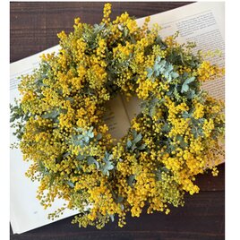 たっぷりミモザのぎゅぎゅっとリース ボリュームに命をかけて作りました ドライフラワーリース 25～28cm