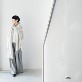 超ロングストール（綿100％薄手/ 播州織ドビー）：グレー［ST63LOGY］