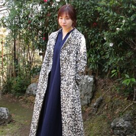 黒白花柄 コットンコート
