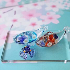 2026端午の節句ガラスの鯉のぼり（ガーベラ）ミニチュア置き飾り