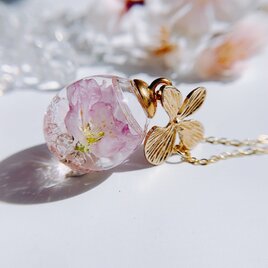 SAKURA 春を告げる桜のガラスドーム ネックレス