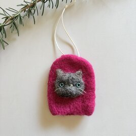 もじゃもじゃねこのキーケース　オペラピンク