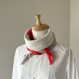 ベルギーリネン  大判スカーフ［Tsumiki］　ナチュラル/アイボリー/レッド