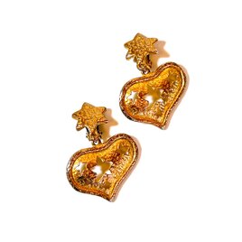 80s Sonia Rykiel Star Cutout Heart Dangle Earrings