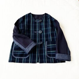 ヴィンテージ インディゴ キモノ ＆ ダブルオックス・ノーカラージャケット