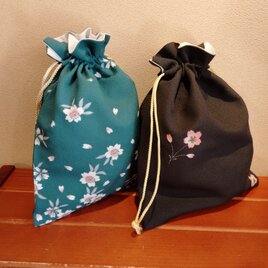 着物　長方形型　巾着（大）桜柄