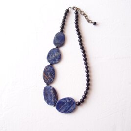 Sodalite × Black Onyx Asymmetry Necklace／ソーダライト×オニキス 非対称ネックレス