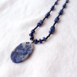 Sodalite × Black Tourmaline Necklace／ソーダライト×ブラックトルマリンネックレス