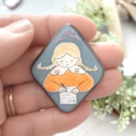 ブローチ letter for..　ステンドグラスブローチ