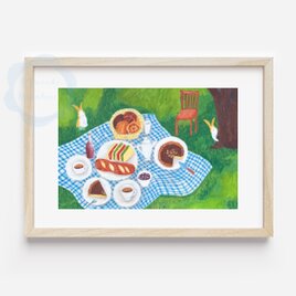 （90）うさぎとピクニック　ポストカード　3枚セット