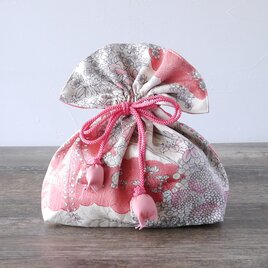 着物　巾着　幸せを呼ぶFUGURO　プレミアム　シルク　中サイズ