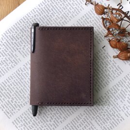 イタリア革のメモ帳カバー／A7サイズ／ロディアNo.11／横型／ダークブラウン
