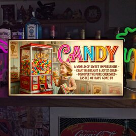 【オーダー無料】キャンディー 飴 駄菓子 ガムマシーン 商店 レトロ 店舗 自宅 照明 看板 置物 雑貨 ライトBOXのコピー